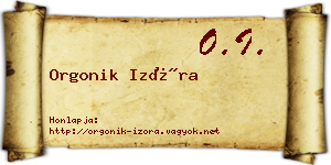 Orgonik Izóra névjegykártya